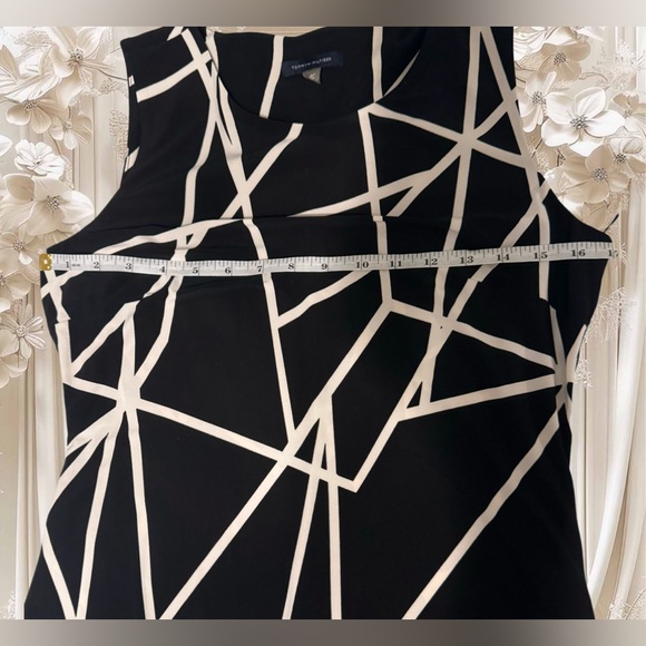 NWT Tommy Hilfiger black & white patterned sleeveless sheath, tunic style dress - Picture 6 of 11
